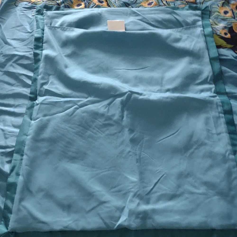 Embroidered peacock comforter set 4 items set faux silk